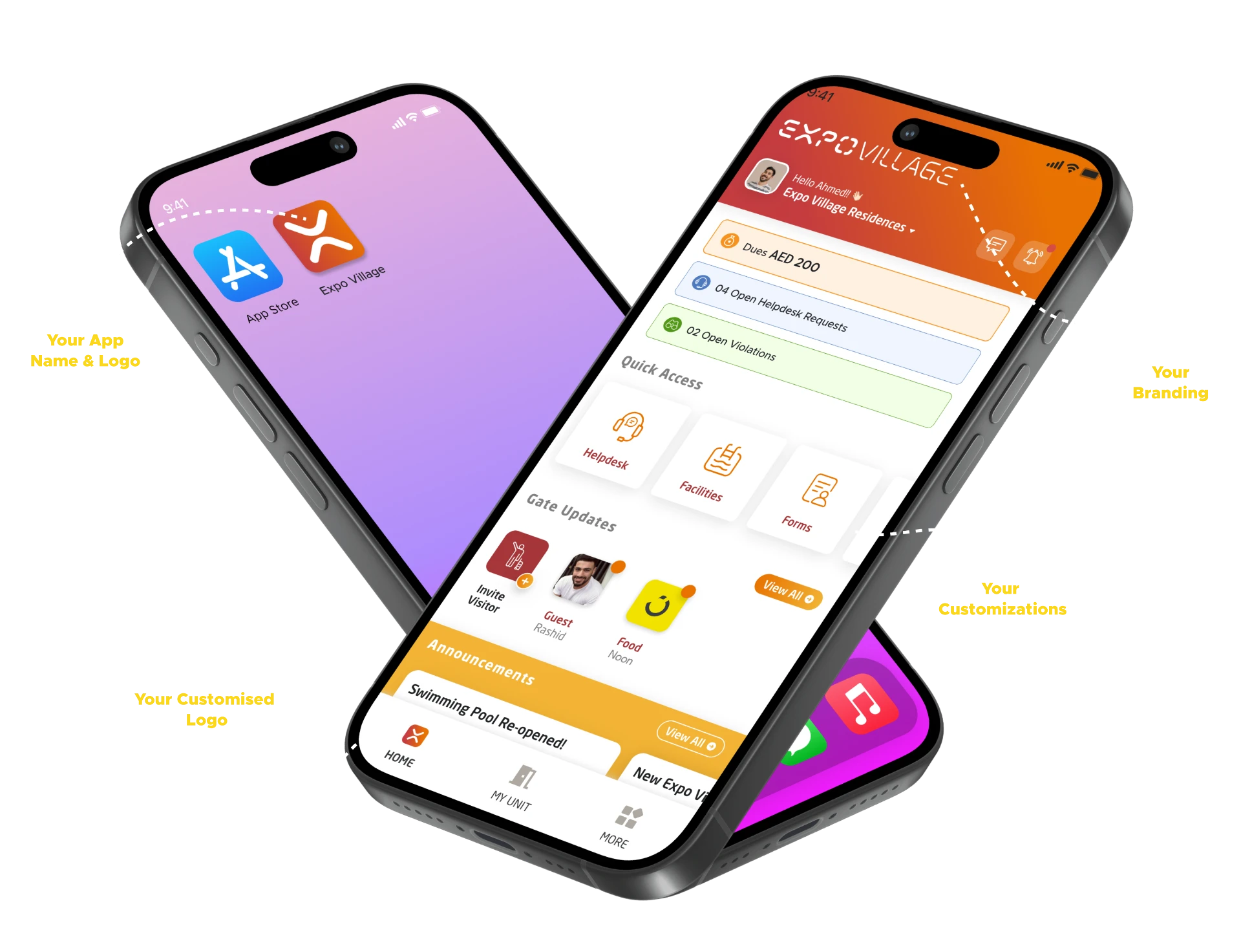 Branded community app phones
